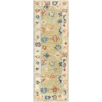 Marrakech Rug - 29604 by Surya in light sage, dark blue, pale blue, light pink, dark brown, rust. Made from 100% wool in a unique style.