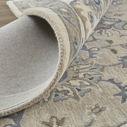 Rylan Transitional Oriental Rug - 8640F by Feizy in taupe, ivory, blue. Made from wool in a unique style.