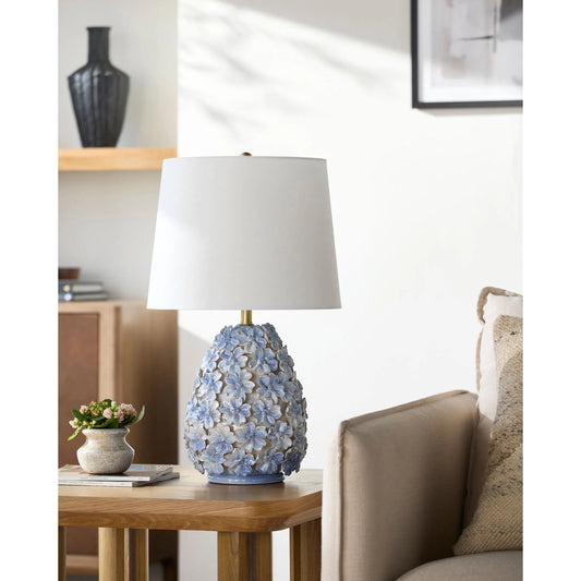Marradi Accent Table Lamp by Surya in blue. Made from ceramic, linen, polyester, iron in a eclectic & global style.
