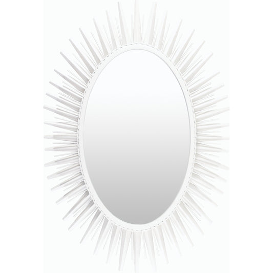 Nihal Accent Mirror - 22616 by Surya in frame: white and textured. Made from iron in a modern style.