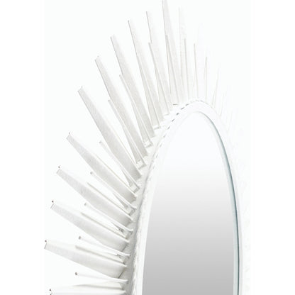 Nihal Accent Mirror - 22616 by Surya in frame: white and textured. Made from iron in a modern style.