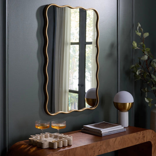 Ariana Wall Mirror by HedgeApple Essentials in gold. Made from iron, glass, mdf in a modern style.