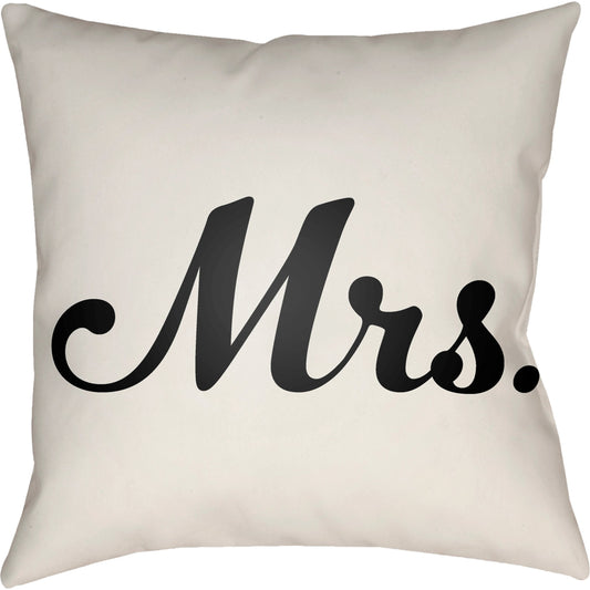 Mr & Mrs Pillow - 17046 by Livabliss in ivory, black. Made from front: 100% polyester, back: 100% polyester, fill: polyester, polyfill in a modern style.