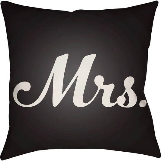 Mr & Mrs Pillow by Livabliss in black, ivory. Made from front: 100% polyester, back: 100% polyester, fill: polyester, polyfill in a modern style.