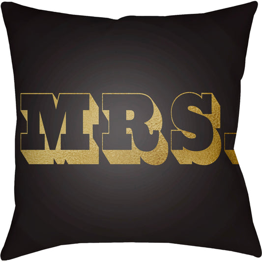Mr & Mrs Pillow - 11737 by Livabliss in black, metallic gold. Made from front: 100% polyester, back: 100% polyester, fill: polyester, polyfill in a modern style.