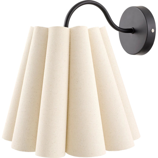 Mirette Wall Sconce by Surya in cream, black. Made from iron, linen, polyester in a transitional style.