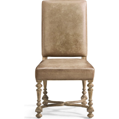 Sagehill Leather Side Chair (Set of 2) by Jonathan Charles in timberon grey oak. Made from oak in a traditional style.