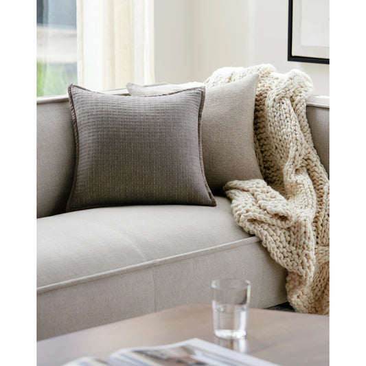 Mirza Pillow - 481790 by Surya in taupe, beige, stone gray. Made from front: 100% cotton, back: 100% cotton in a modern style.