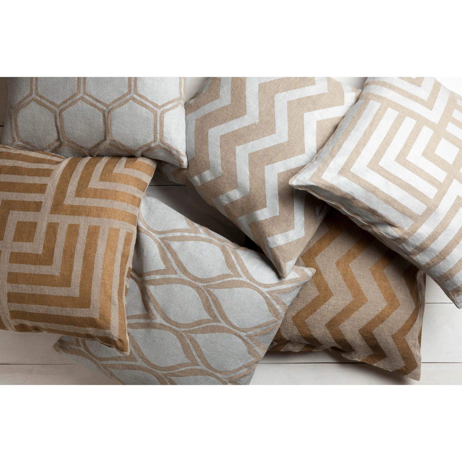 Metallic Stamped Pillow - 13299 by Surya. Made from 100% linen in a modern style.
