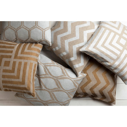 Metallic Stamped Pillow - 13299 by Surya. Made from 100% linen in a modern style.