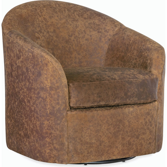 Remi Swivel Chair by Hooker Furniture in brown. Made from leather in a modern style.