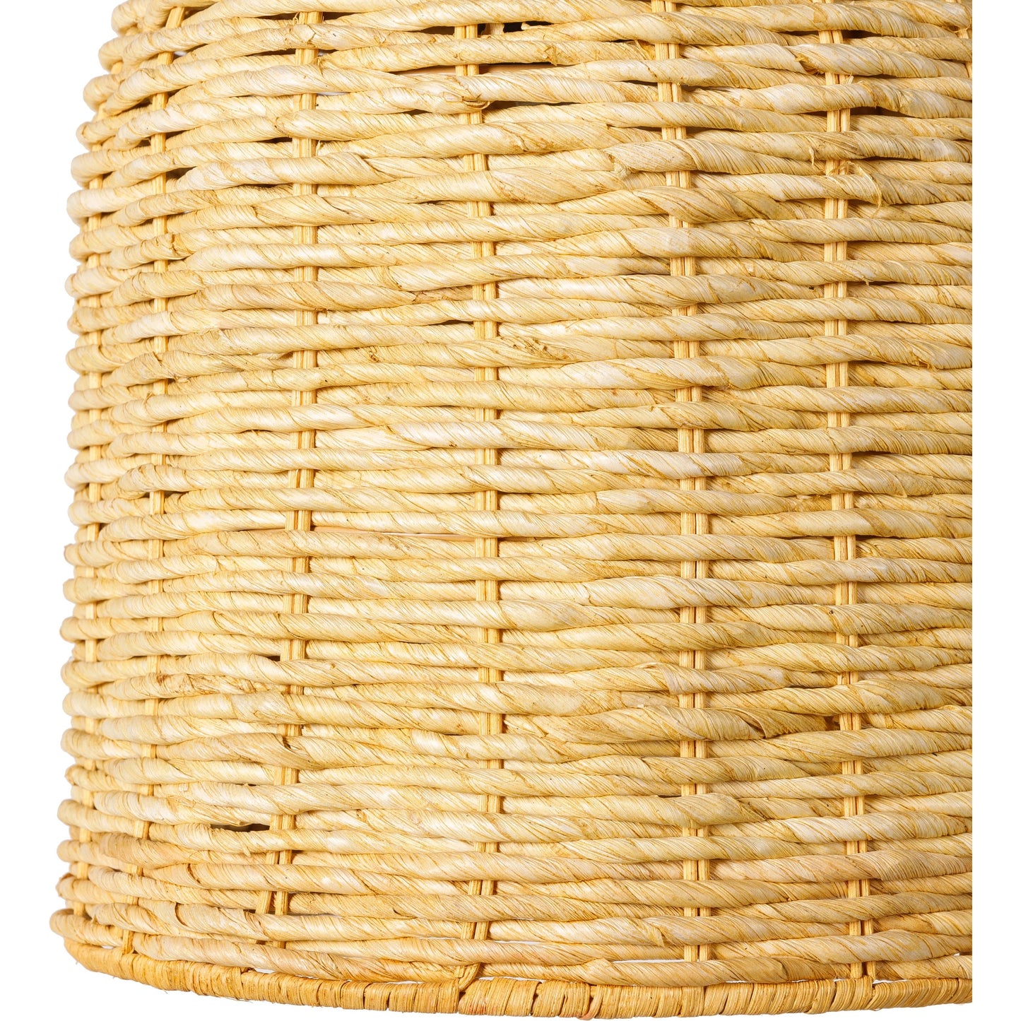 002 SI-1921756 | Closeup | Maser Pendant by Livabliss in tan. Made from shade (outside): seagrass, fixture: seagrass, canopy: metal in a cottage & farmhouse style.