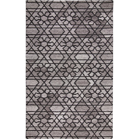 Asher Geometric Wool Rug - 8766F by Feizy in gray, black. Made from wool, viscose in a unique style.