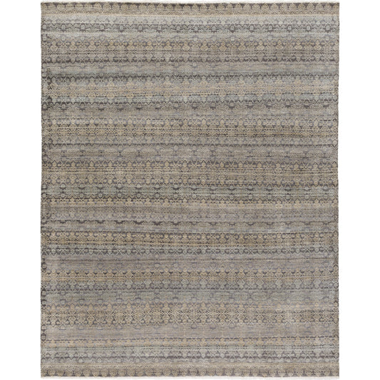 MSH-4002 Rug by Surya in gray, dusty sage, medium gray, charcoal. Made from 70% wool, 30% silk in a unique style.