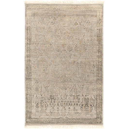 MSH-4003 Rug by Surya in taupe, dusty sage, dark brown, light gray. Made from 70% wool, 30% silk in a unique style.