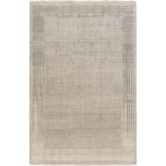 MSH-4003 Rug by Surya in taupe, dusty sage, dark brown, light gray. Made from 70% wool, 30% silk in a unique style.