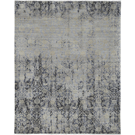 MSH-4005 Rug by Surya in black, slate, off-white, sage, medium gray. Made from 70% wool, 30% silk in a unique style.