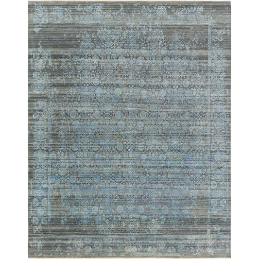 MSH-4007 Rug by Surya in denim, charcoal, off-white, gray, blue. Made from 70% wool, 30% silk in a unique style.