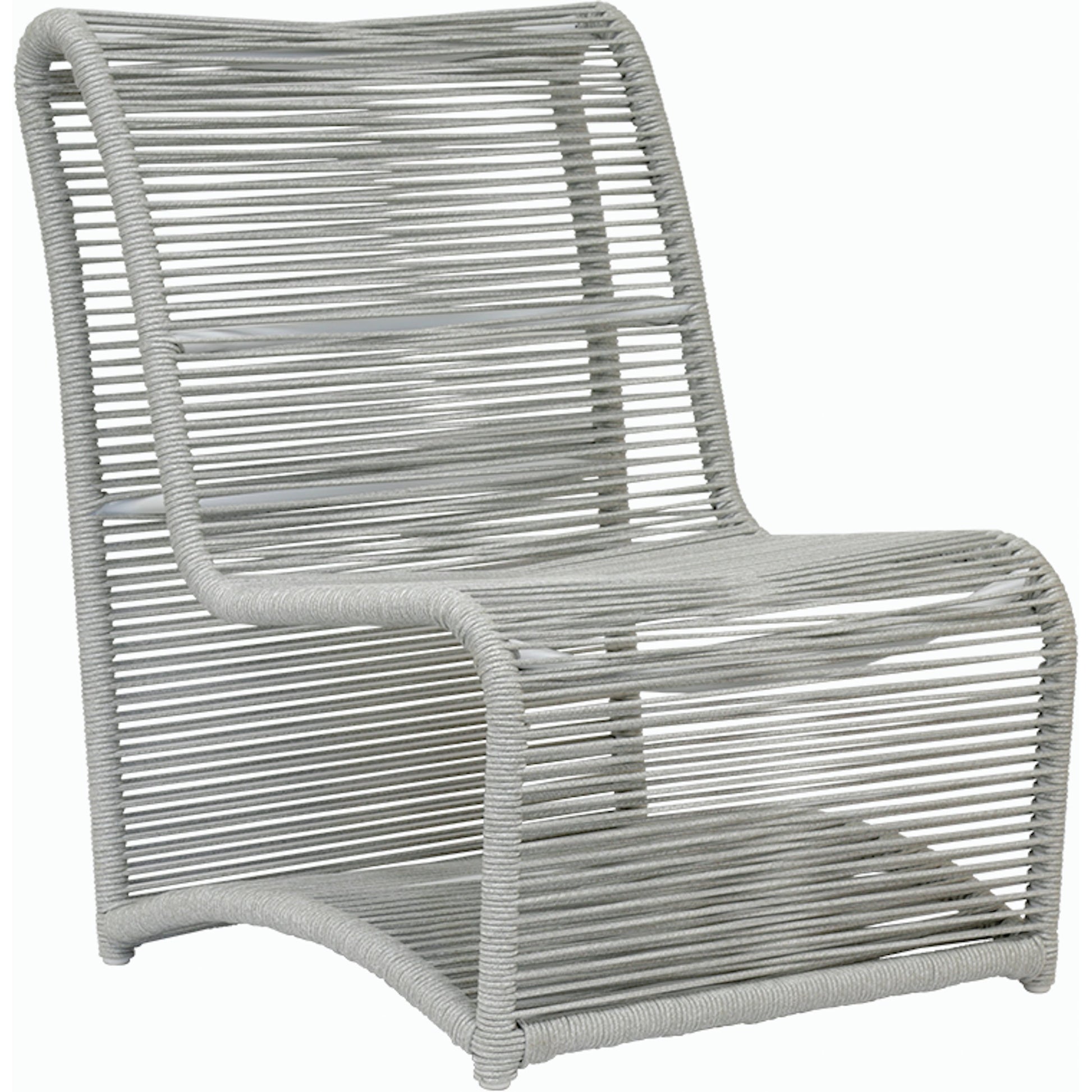 Milano Outdoor Armless Club Chair by Sunset West. Made from olefin rope in a coastal style.