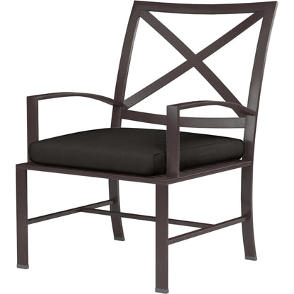 La Jolla Outdoor Dining Chair by Sunset West in browns. Made from aluminum in a modern style.