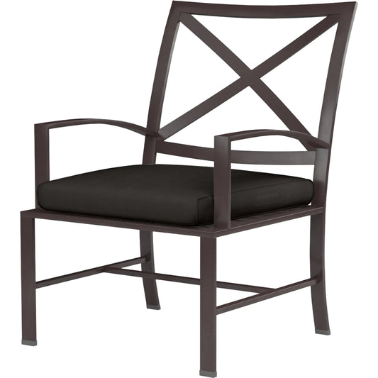 La Jolla Outdoor Dining Chair by Sunset West in browns. Made from aluminum in a modern style.