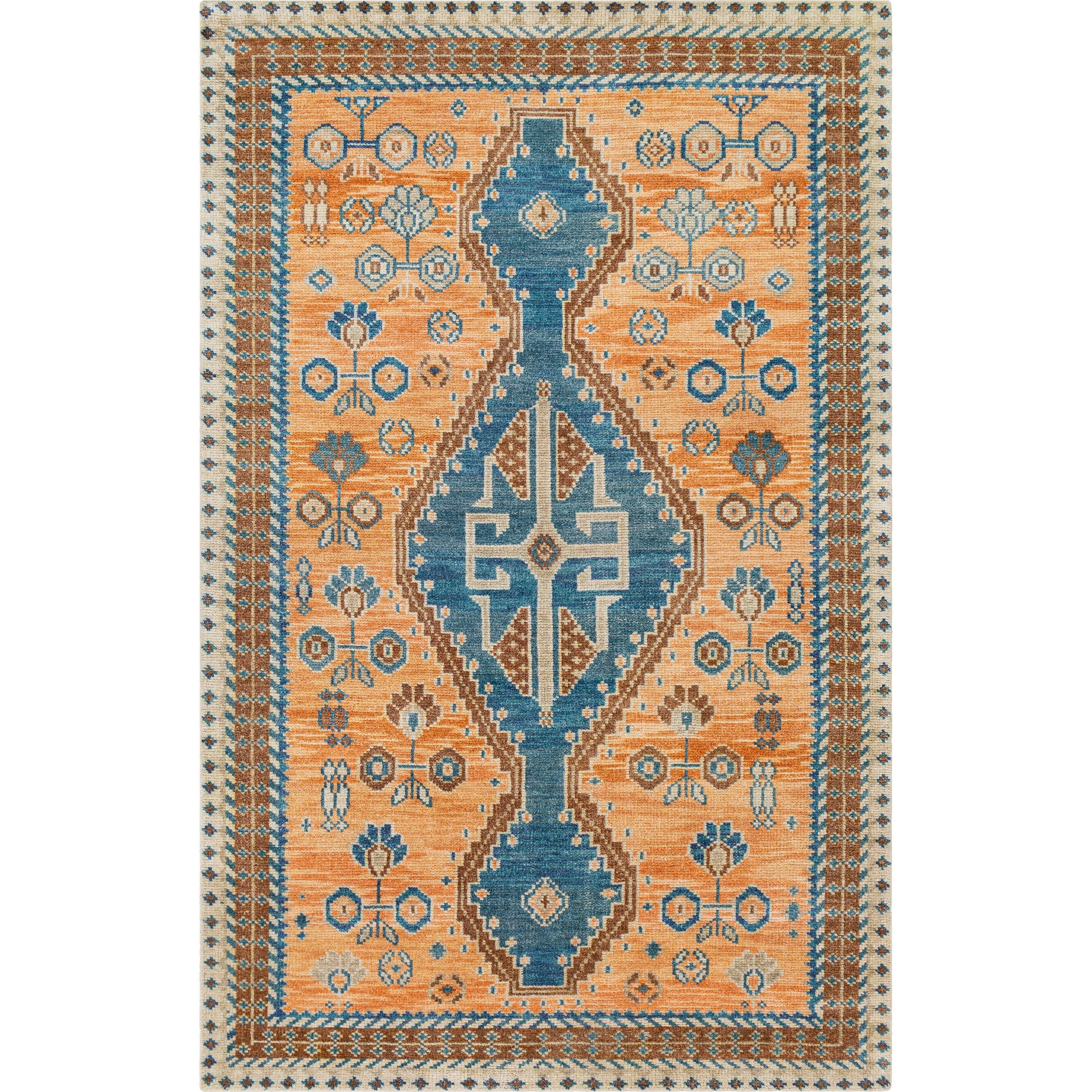 Milas MSL-2302 Rug by Surya in rust, cream, tan, dark brown, dusty pink, dark blue. Made from 70% wool, 30% viscose in a unique style.