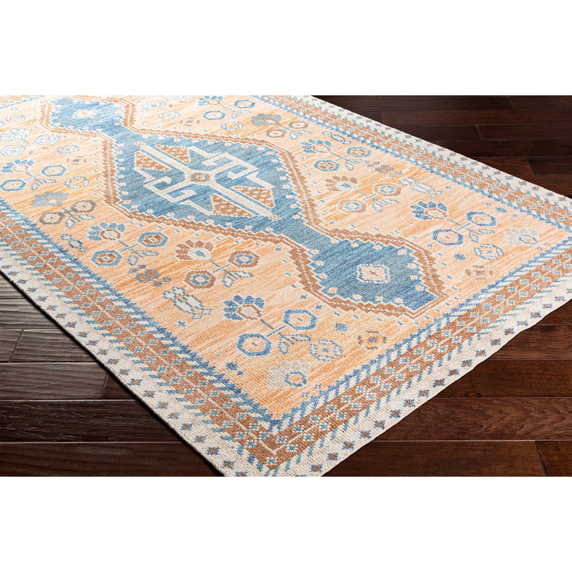 Milas MSL-2302 Rug by Surya in rust, cream, tan, dark brown, dusty pink, dark blue. Made from 70% wool, 30% viscose in a unique style.