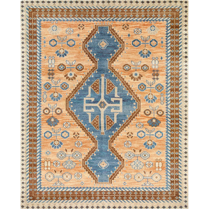 Milas MSL-2302 Rug by Surya in rust, cream, tan, dark brown, dusty pink, dark blue. Made from 70% wool, 30% viscose in a unique style.