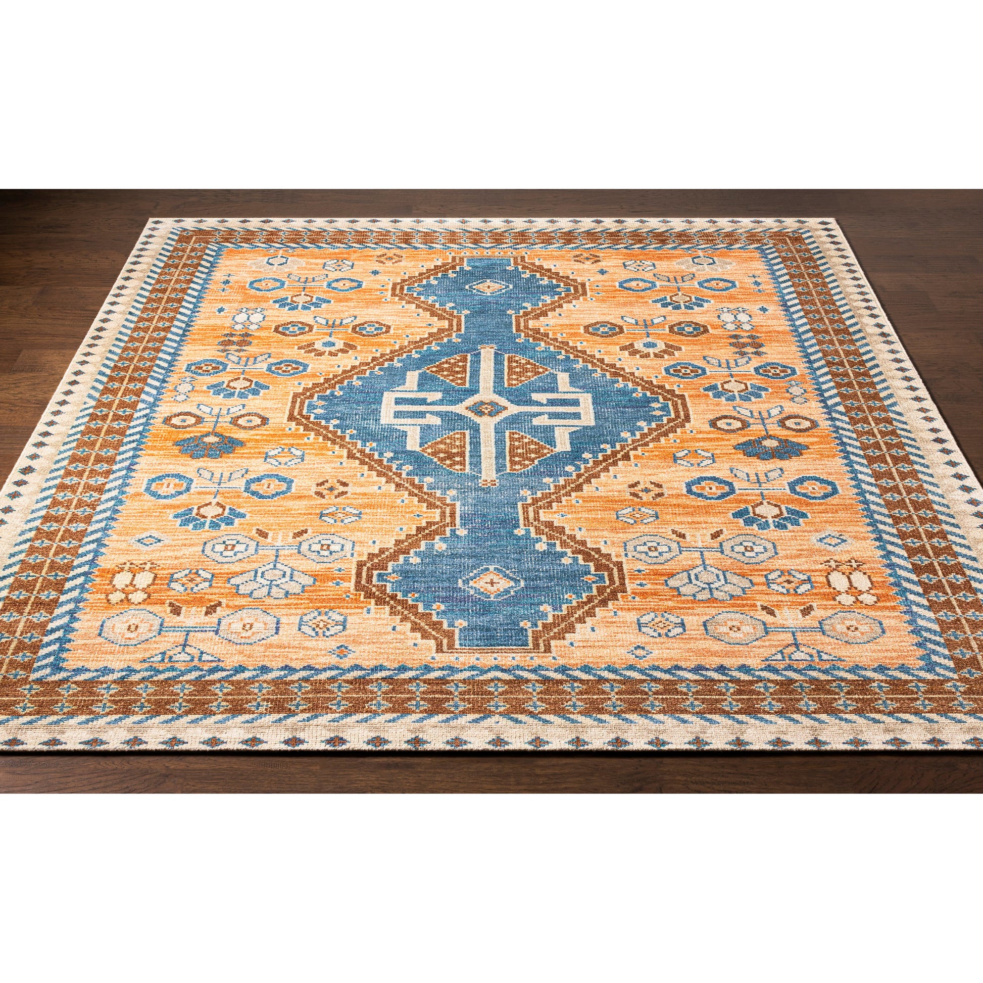 Milas MSL-2302 Rug by Surya in rust, cream, tan, dark brown, dusty pink, dark blue. Made from 70% wool, 30% viscose in a unique style.