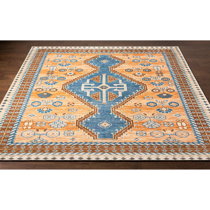 Milas MSL-2302 Rug by Surya in rust, cream, tan, dark brown, dusty pink, dark blue. Made from 70% wool, 30% viscose in a unique style.
