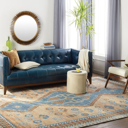 Milas MSL-2302 Rug by Surya in rust, cream, tan, dark brown, dusty pink, dark blue. Made from 70% wool, 30% viscose in a unique style.