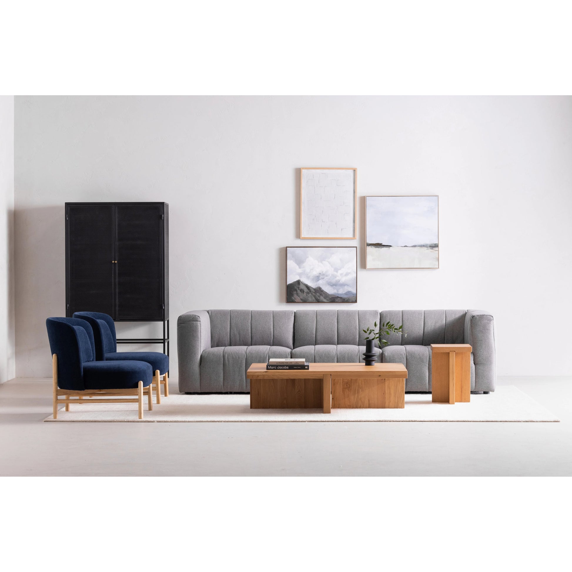Lyric Arm Chair by Moe's Home Collection in gray. Made from upholstery: 100% polyester, pine, plywood frame, poly-flll cushions, s-spring suspension in a transitional style.