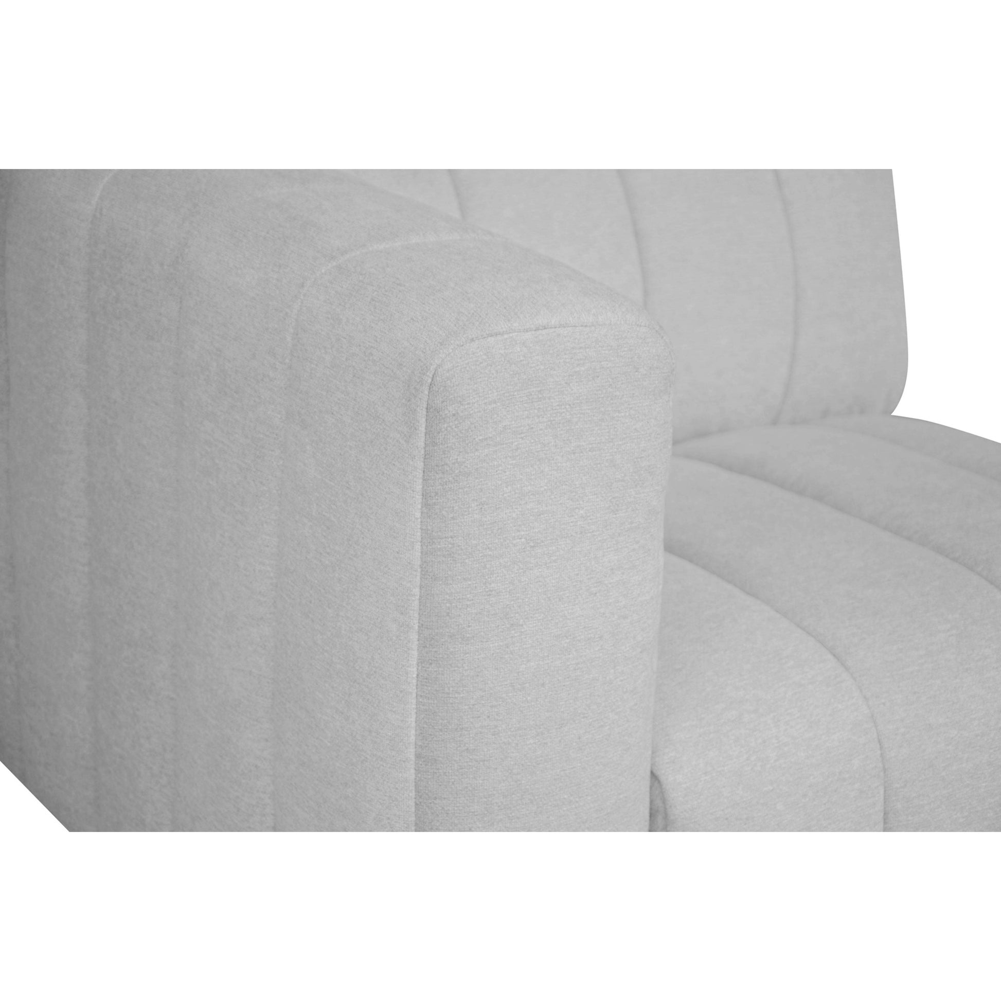 Lyric Arm Chair by Moe's Home Collection in gray. Made from upholstery: 100% polyester, pine, plywood frame, poly-flll cushions, s-spring suspension in a transitional style.