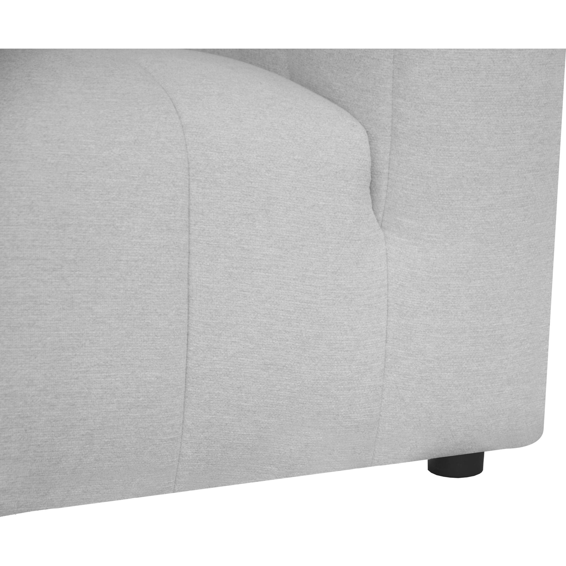 Lyric Arm Chair by Moe's Home Collection in gray. Made from upholstery: 100% polyester, pine, plywood frame, poly-flll cushions, s-spring suspension in a transitional style.