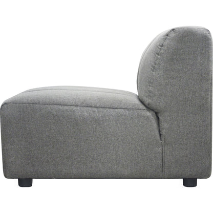 Lyric Slipper Chair by Moe's Home Collection in gray. Made from upholstery: 100% polyester, pine, plywood frame, poly-flll cushions, s-spring suspension in a transitional style.