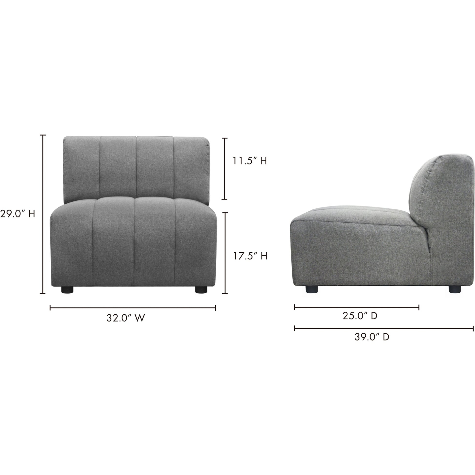 Lyric Slipper Chair by Moe's Home Collection in gray. Made from upholstery: 100% polyester, pine, plywood frame, poly-flll cushions, s-spring suspension in a transitional style.