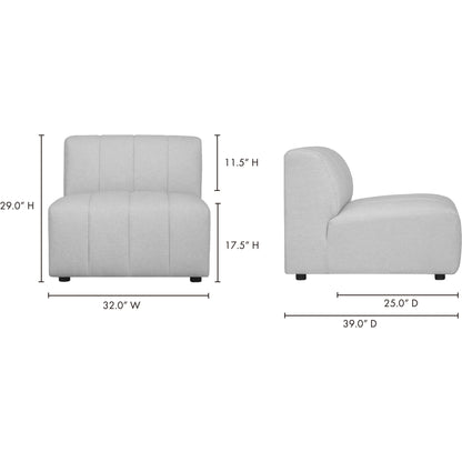 Lyric Slipper Chair by Moe's Home Collection in gray. Made from upholstery: 100% polyester, pine, plywood frame, poly-flll cushions, s-spring suspension in a transitional style.