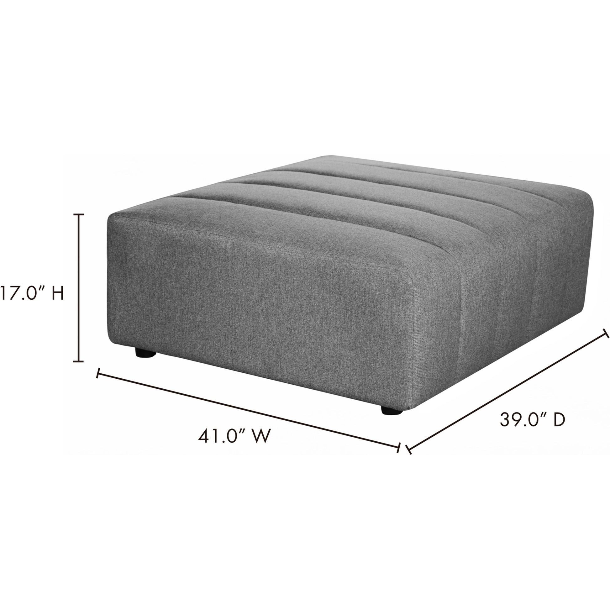 Lyric Ottoman by Moe's Home Collection in beige. Made from upholstery: 100% polyester, pine, plywood frame, poly-flll cushions, s-spring suspension in a transitional style.