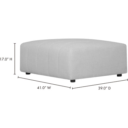 Lyric Ottoman by Moe's Home Collection in beige. Made from upholstery: 100% polyester, pine, plywood frame, poly-flll cushions, s-spring suspension in a transitional style.