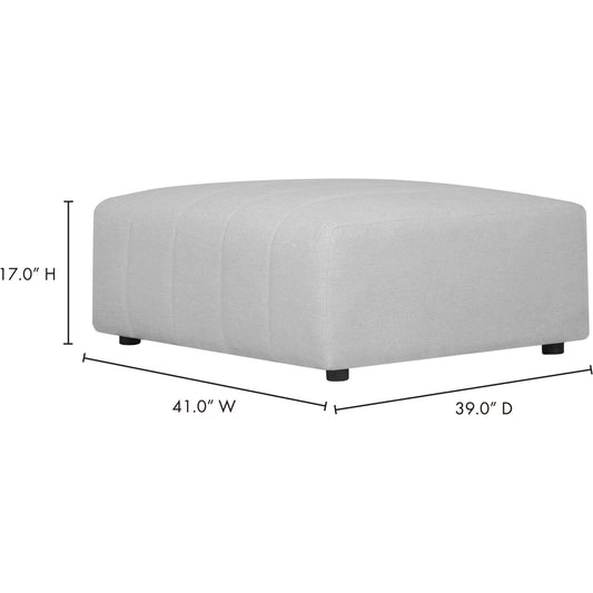 Lyric Ottoman by Moe's Home Collection in beige. Made from upholstery: 100% polyester, pine, plywood frame, poly-flll cushions, s-spring suspension in a transitional style.