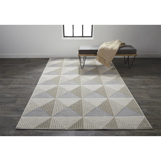 Micah Geometric Rug - 3044F by Feizy in ivory, gray, ivory. Made from polyester, polypropylene in a unique style.