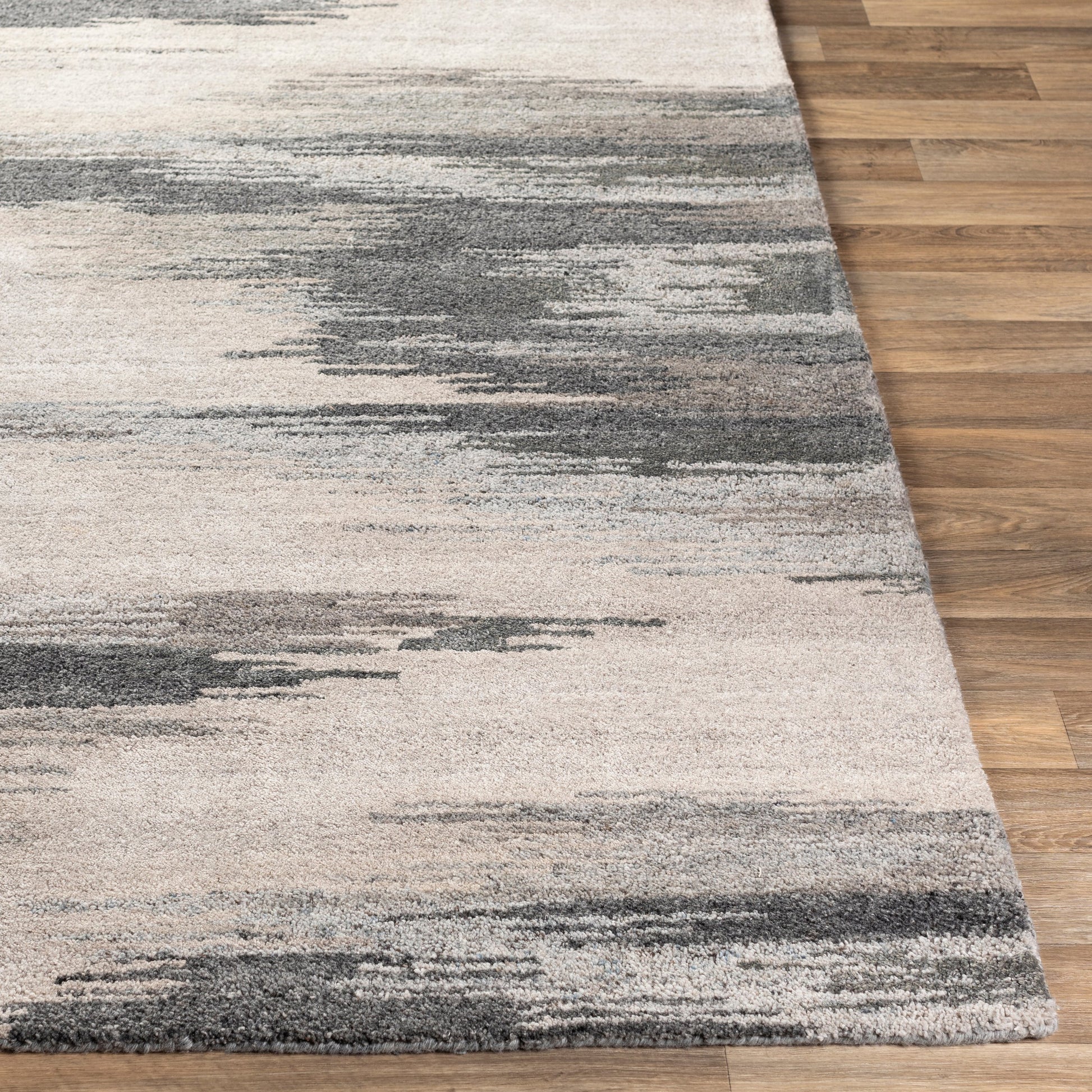 Montclair Rug - 24646 by Surya in charcoal, taupe, medium gray, dusty sage. Made from 80% wool, 20% viscose in a unique style.