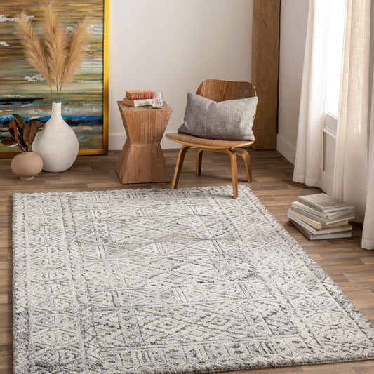 Montclair Rug - 25946 by Surya in light gray, charcoal, light beige, black. Made from 60% wool, 40% viscose in a unique style.