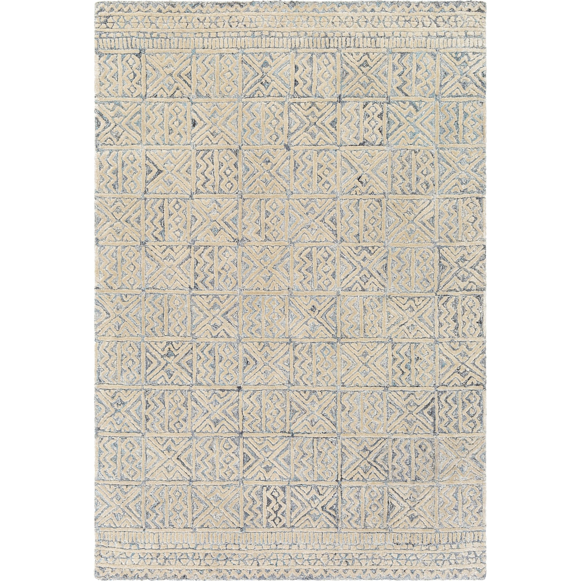Montclair Rug - 25945 by Surya in aqua, beige, white, denim, black, gray. Made from 80% viscose, 20% wool in a unique style.