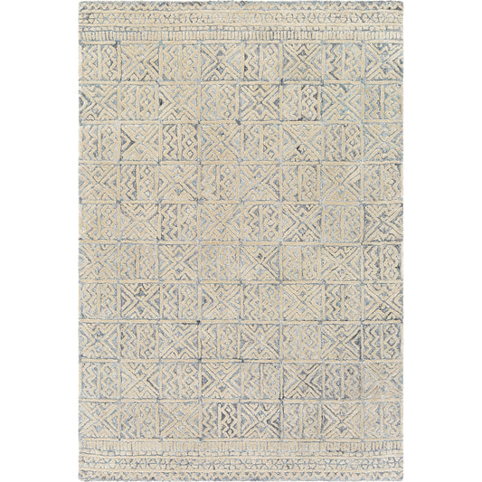 Montclair Rug - 25945 by Surya in aqua, beige, white, denim, black, gray. Made from 80% viscose, 20% wool in a unique style.