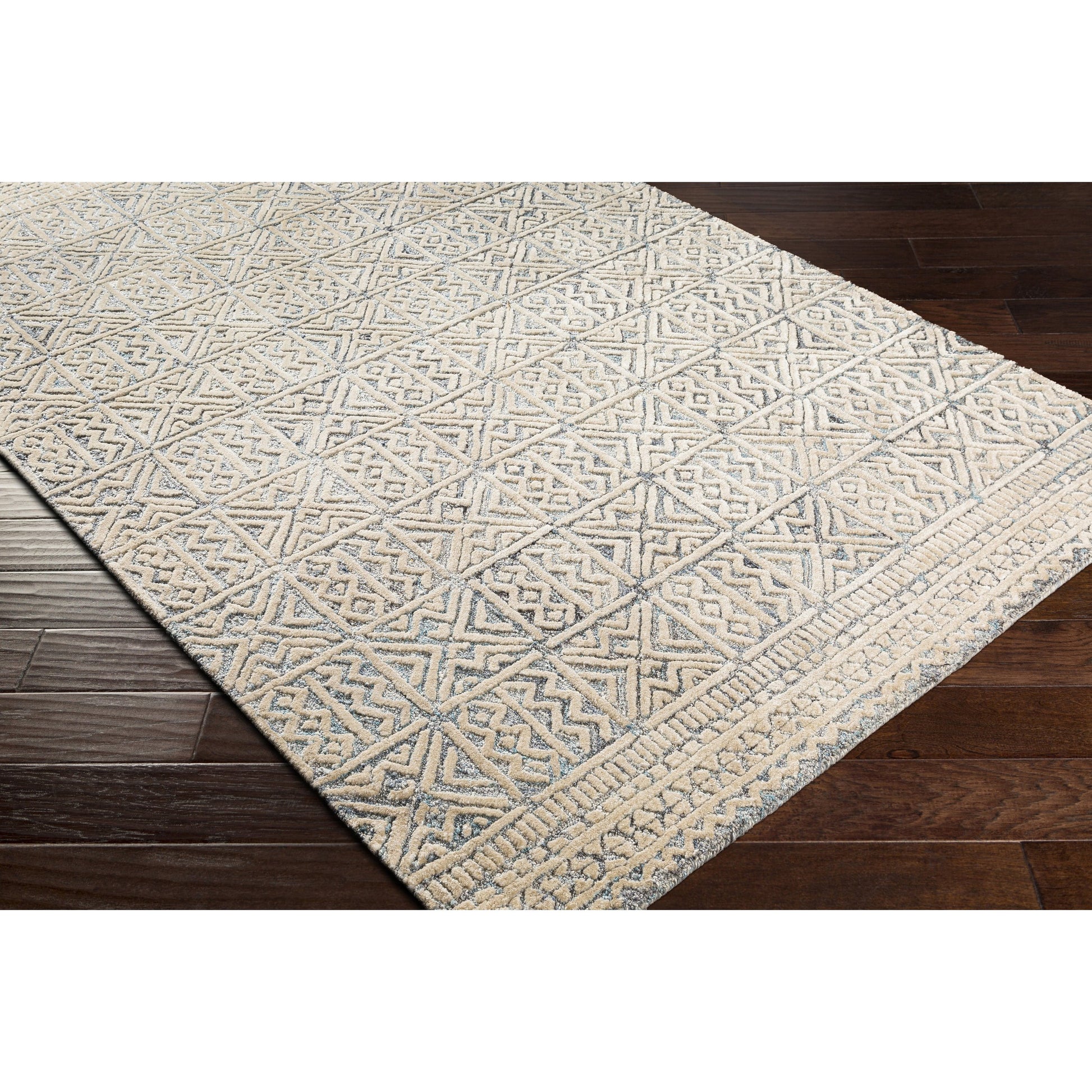 Montclair Rug - 25945 by Surya in aqua, beige, white, denim, black, gray. Made from 80% viscose, 20% wool in a unique style.