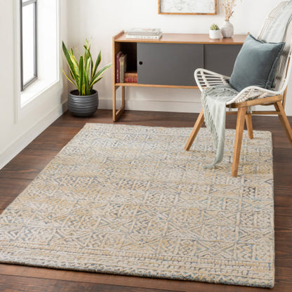 Montclair Rug - 25945 by Surya in aqua, beige, white, denim, black, gray. Made from 80% viscose, 20% wool in a unique style.