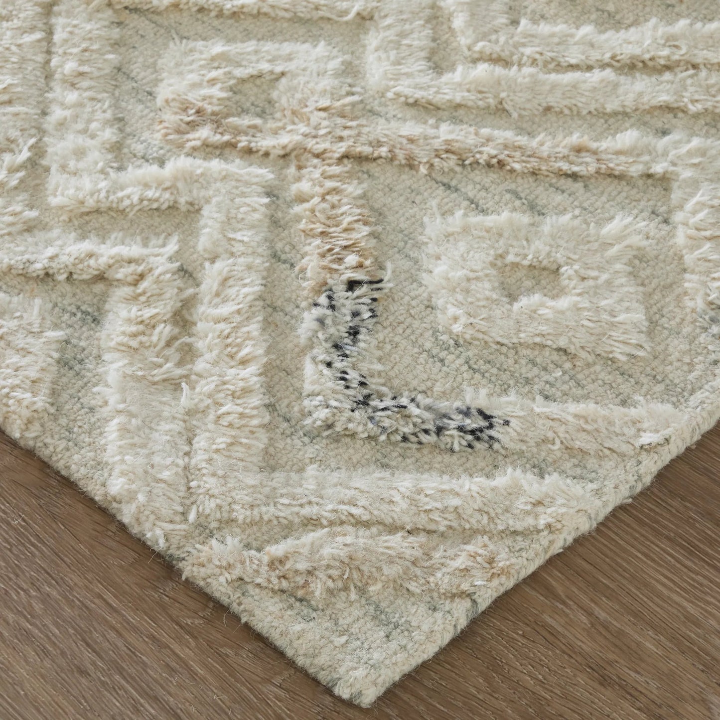 022 SI-1753540,SI-1753541,SI-1753542,SI-1753543,SI-1753545 | Closeup | Anica Transitional Moroccan Rug - 8004F by Feizy in ivory, gray, black. Made from wool in a unique style.