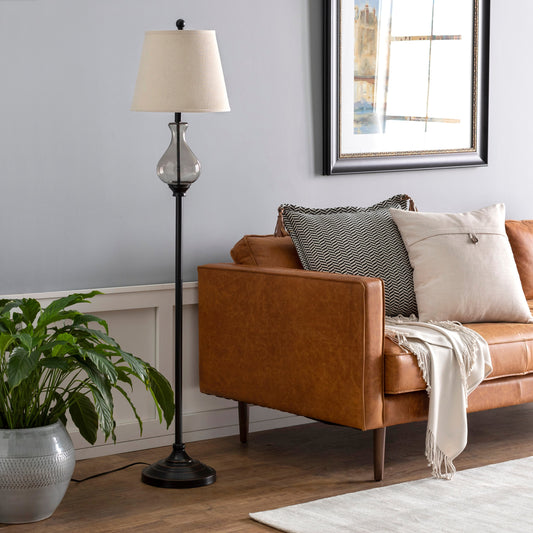 Maarten Lamp - 25456 by Surya in bronze, tan linen and oil rubbedoil rubbedtranslucentoil rubbed. Made from linen, polyester, glass, metal, iron in a transitional style.