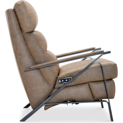 Elixir Power Recliner with Power Headrest by Hooker Furniture in dark gunmetal metal. Made from leather in a traditional style.